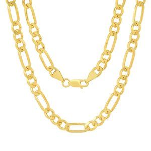 Gold/Silver Mens THICK/HEAVY 22" Italian Figaro Chain - 925 Italy - Mens/Unisex